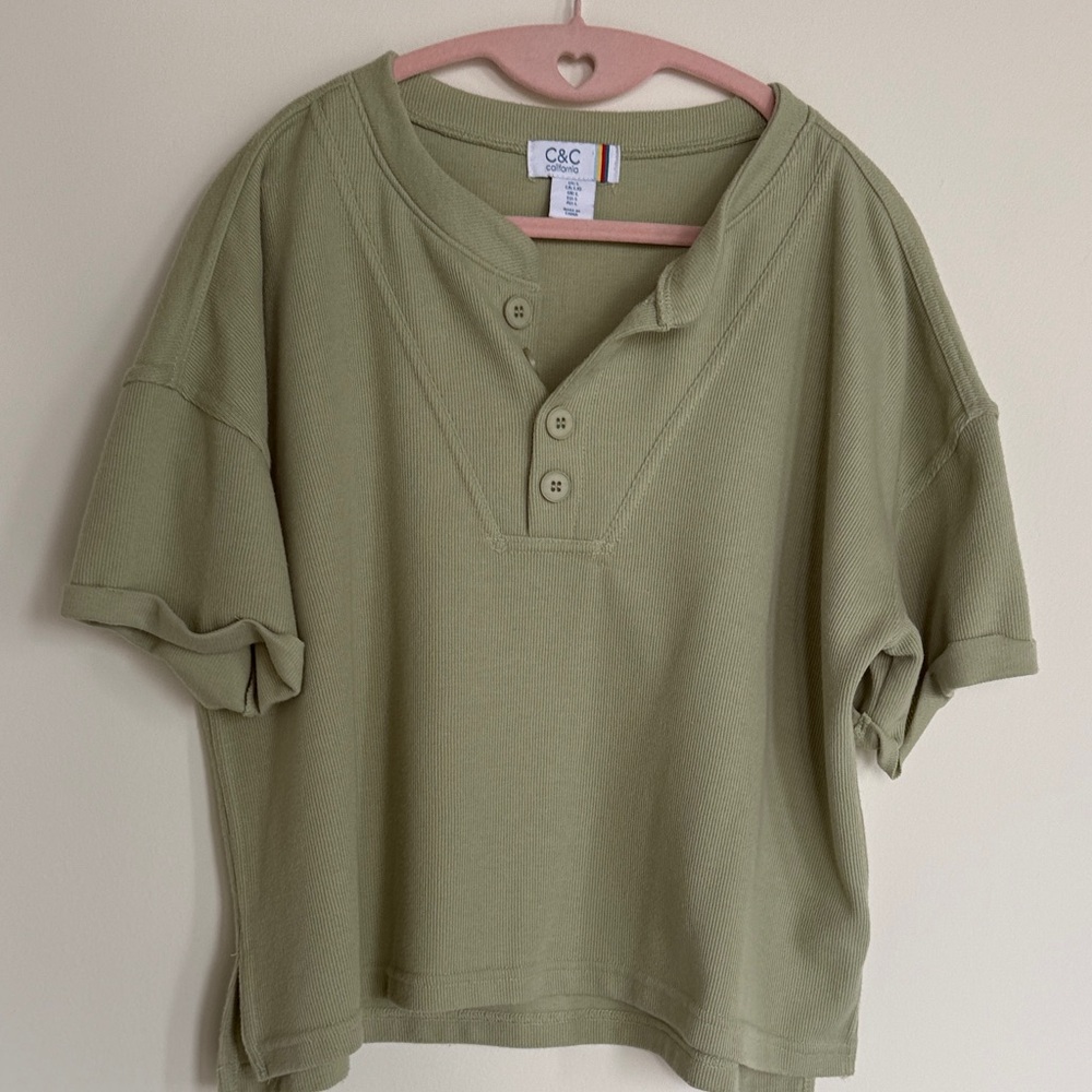 C.C Olive Short Sleeve Henley